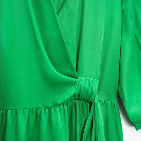 ZARA GREEN KNOTTED SATIN EFFECT DRESS Size S - Picture 8 of 11